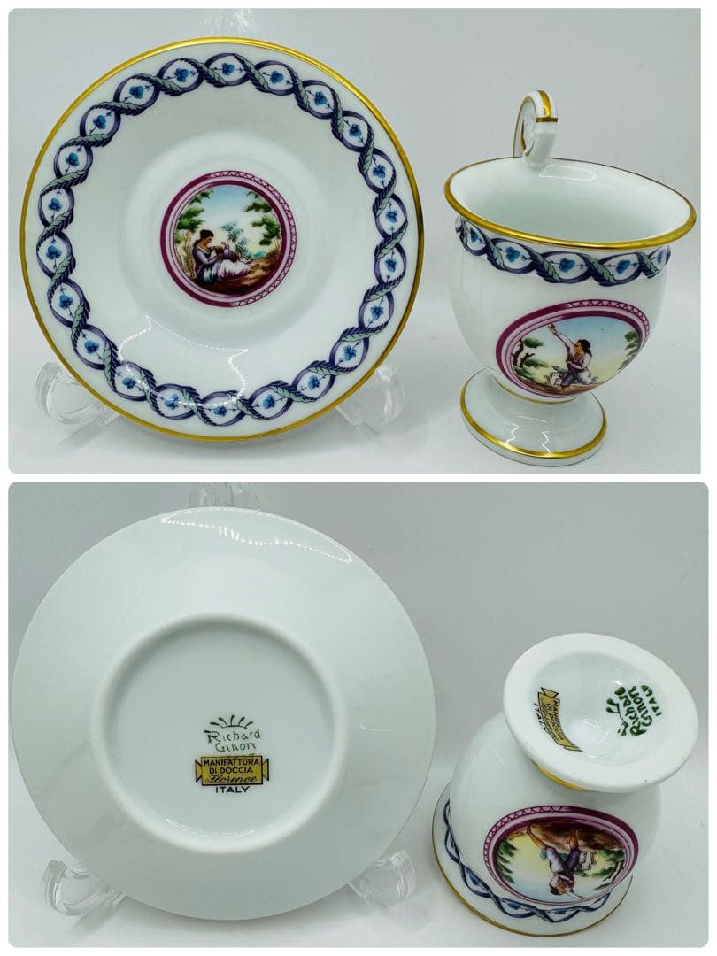 希少 リチャードジノリ メダイオン アンピール 5客 カップ&ソーサー