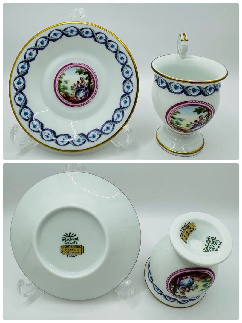 希少 リチャードジノリ メダイオン アンピール 5客 カップ&ソーサー