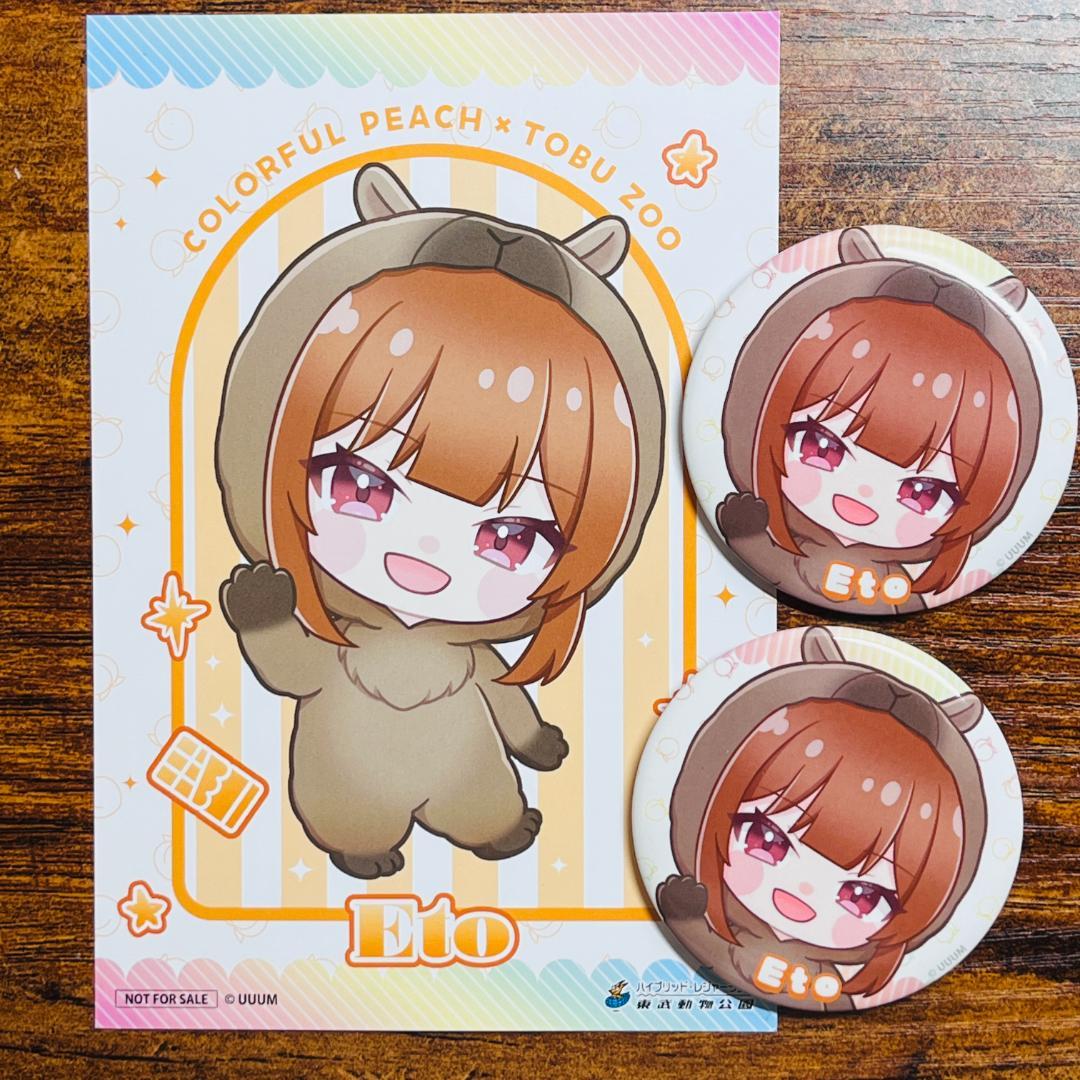 カラフルピーチ えと 東武動物公園 後期 ミニキャラ缶バッジ2つ ポスト