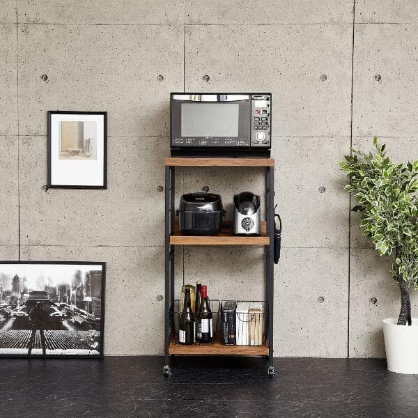 アート　レンジワゴン　コンセント付き　レンジ台　ラック　キャスター付き