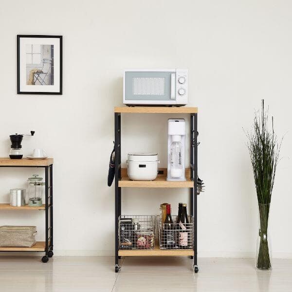 アート　レンジワゴン　コンセント付き　レンジ台　ラック　キャスター付き