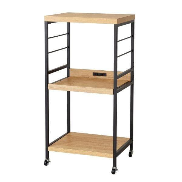 アート　レンジワゴン　コンセント付き　レンジ台　ラック　キャスター付き