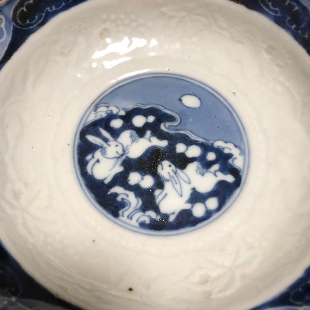 古伊万里　江戸時代　逸品　兎紋様の皿となます皿　逸品　合わせて2枚