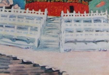 梅原龍三郎、【雲中天壇】、希少な大判額装用画集より、美品、日本人