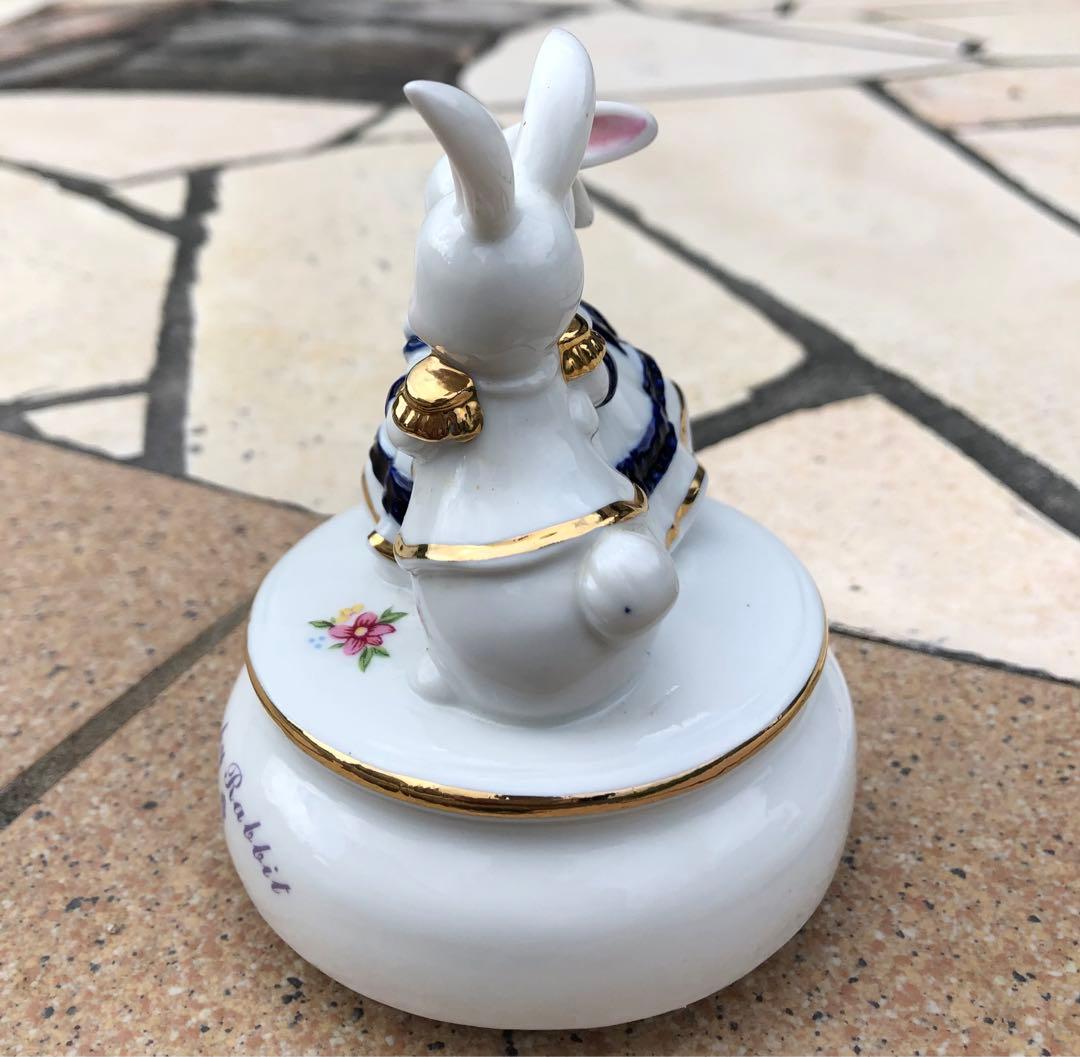 funky rabbit うさぎオルゴール 箱あり 陶器製 アンティーク小物