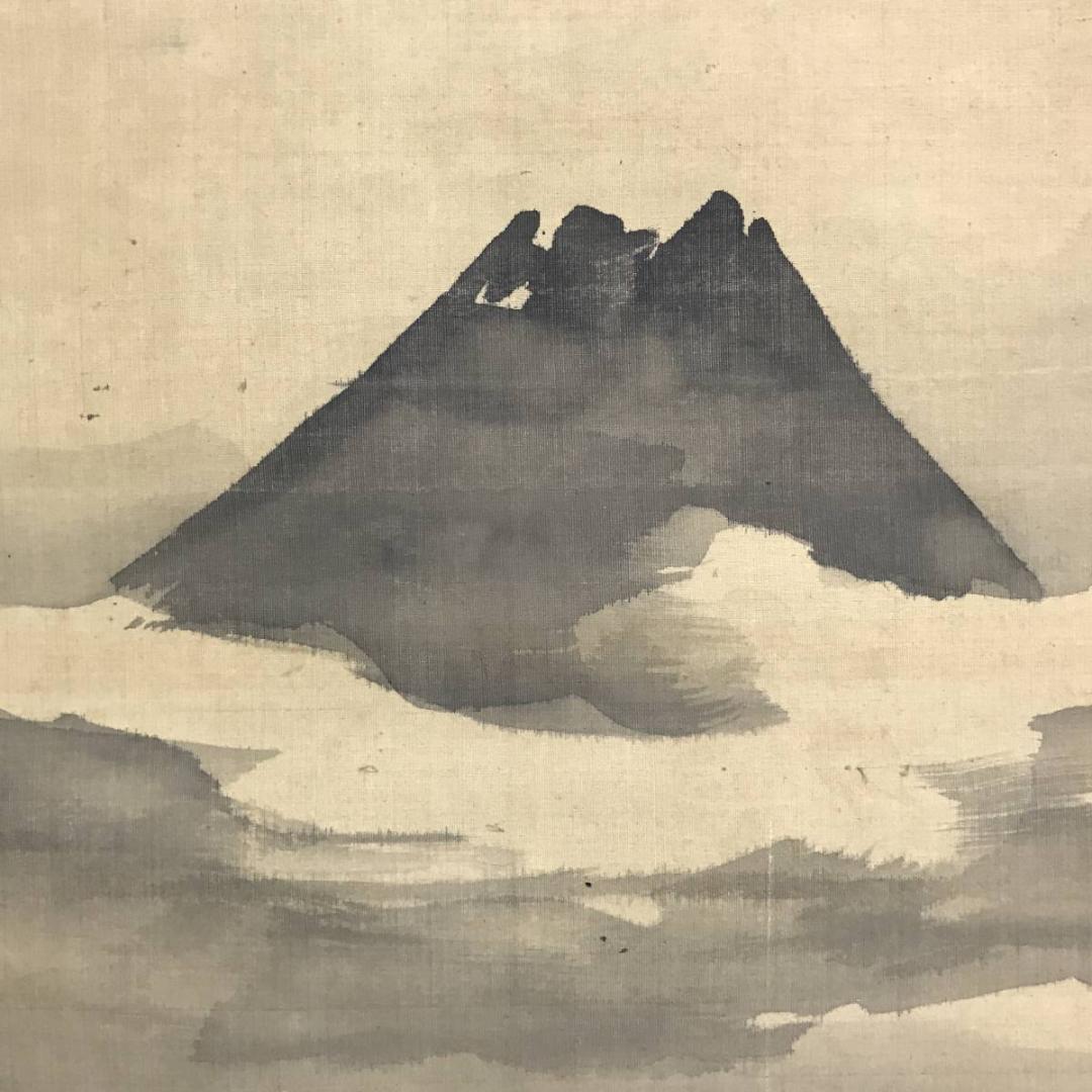 模写】谷文晁/太公望図/山水図/人物図/横物/掛軸/名家伝来/AD-207