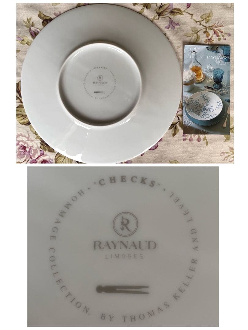 【未使用美品】レイノー★チェック★ディナー皿　4枚