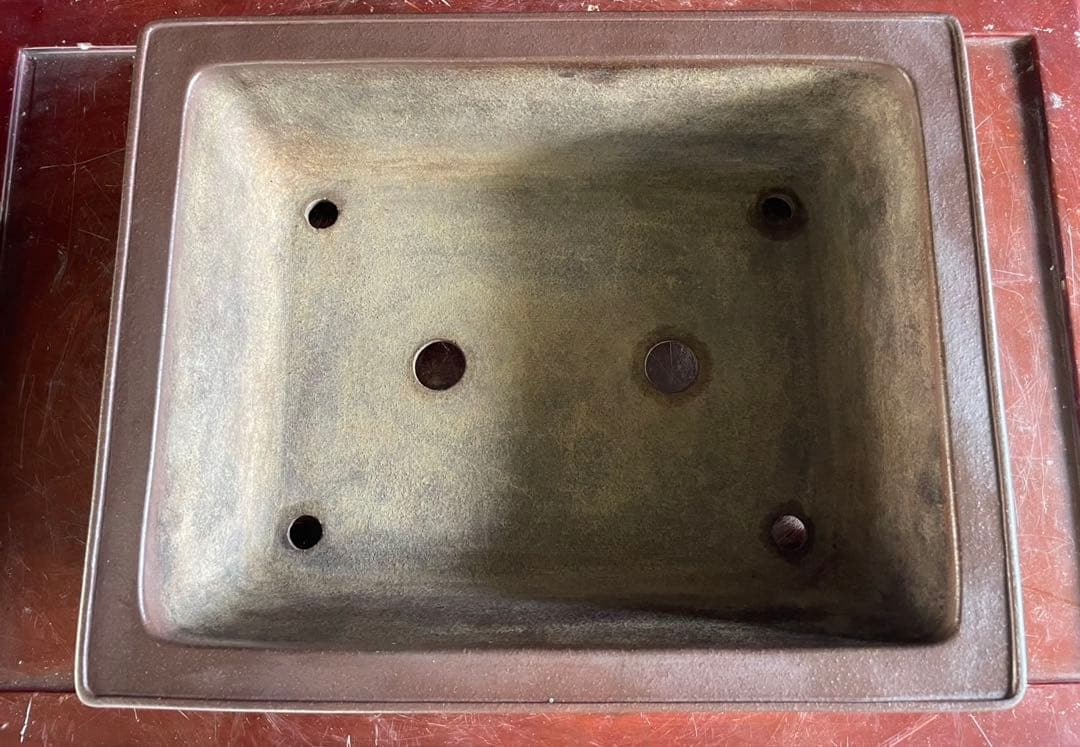 白木盆栽園　山秋　松泉　盆栽鉢　横35センチ　鉢和鉢盆栽趣味陶器盆器植木鉢