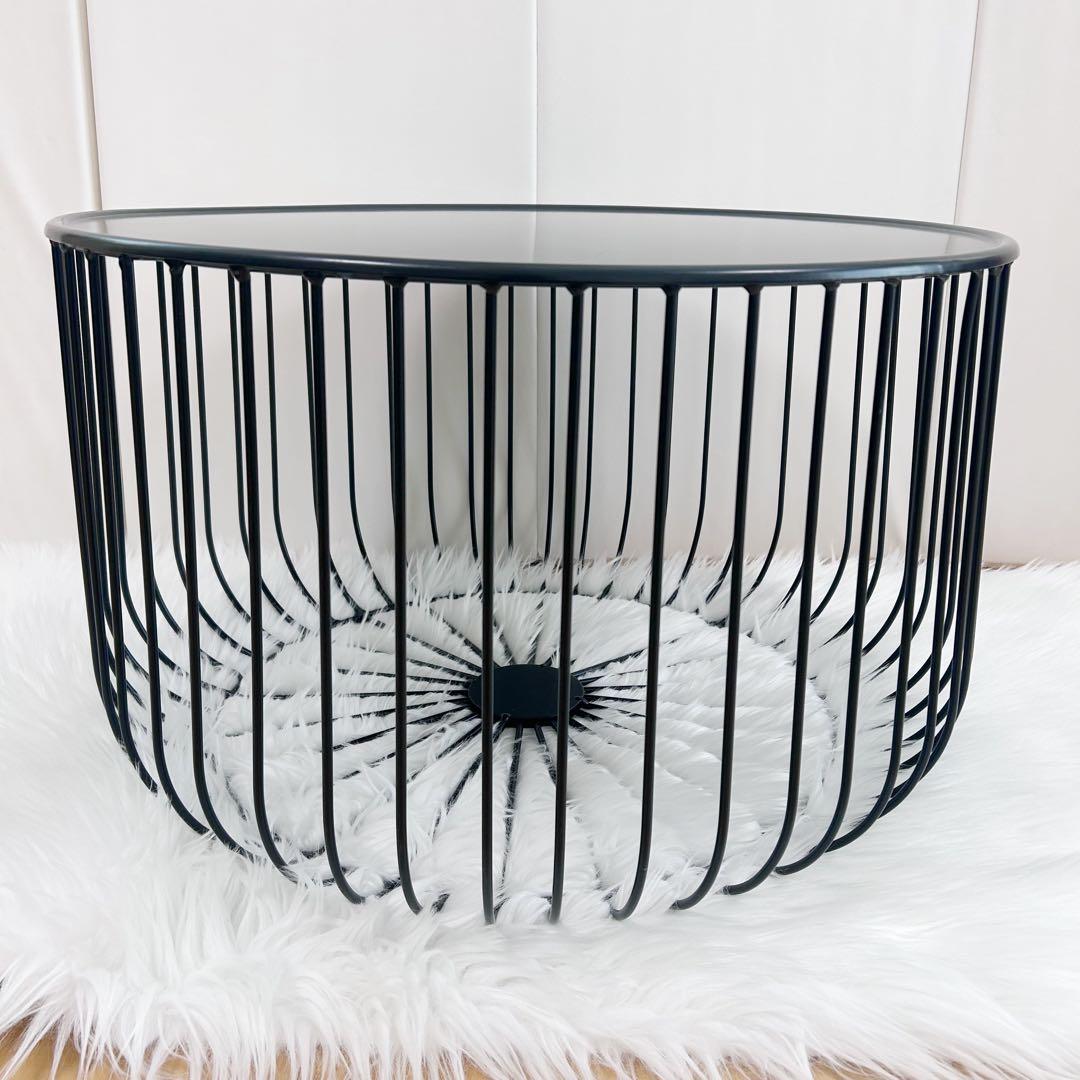 コーヒーテーブル　オールアイアン　丸型　ブラック　カウチテーブル　アンティーク