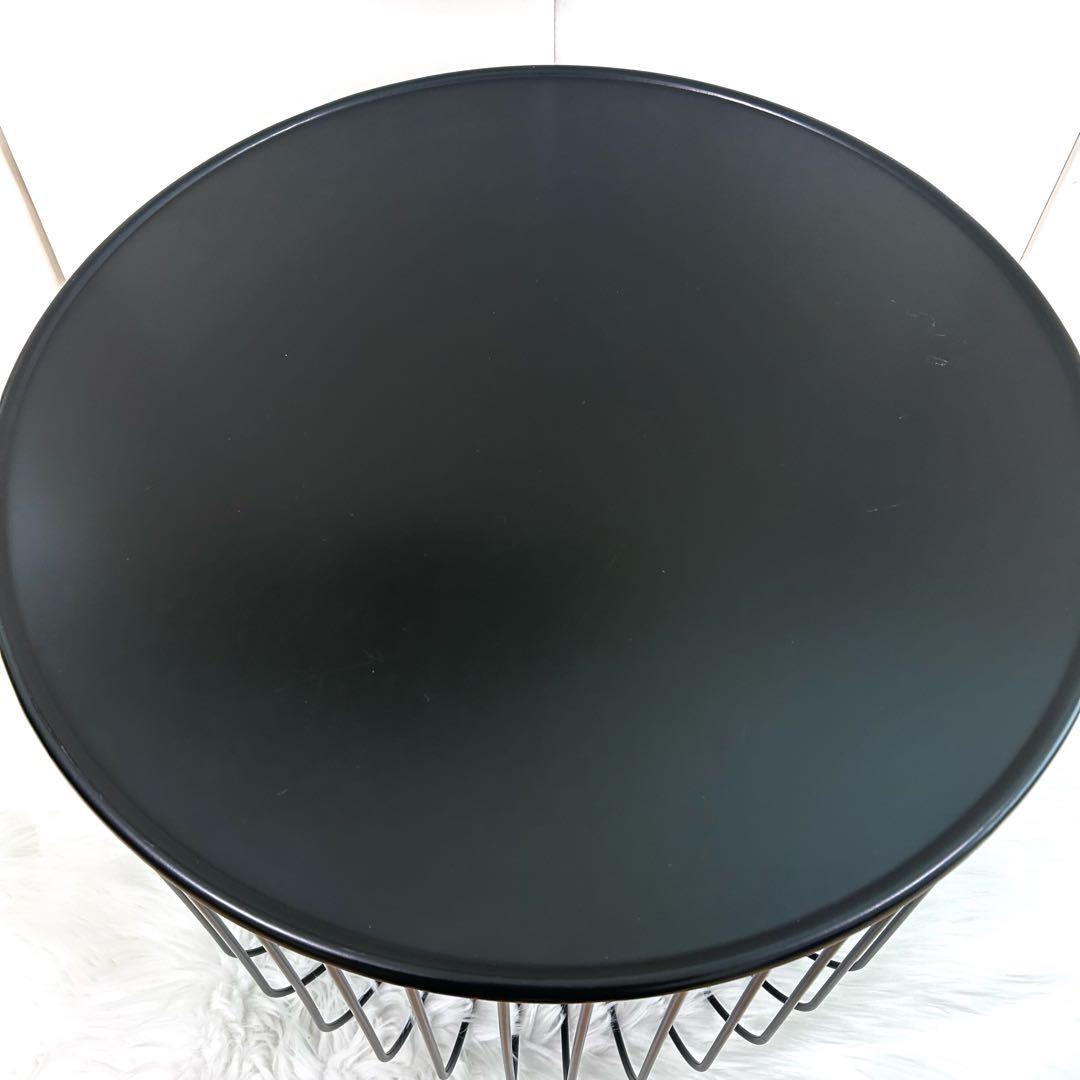 コーヒーテーブル　オールアイアン　丸型　ブラック　カウチテーブル　アンティーク