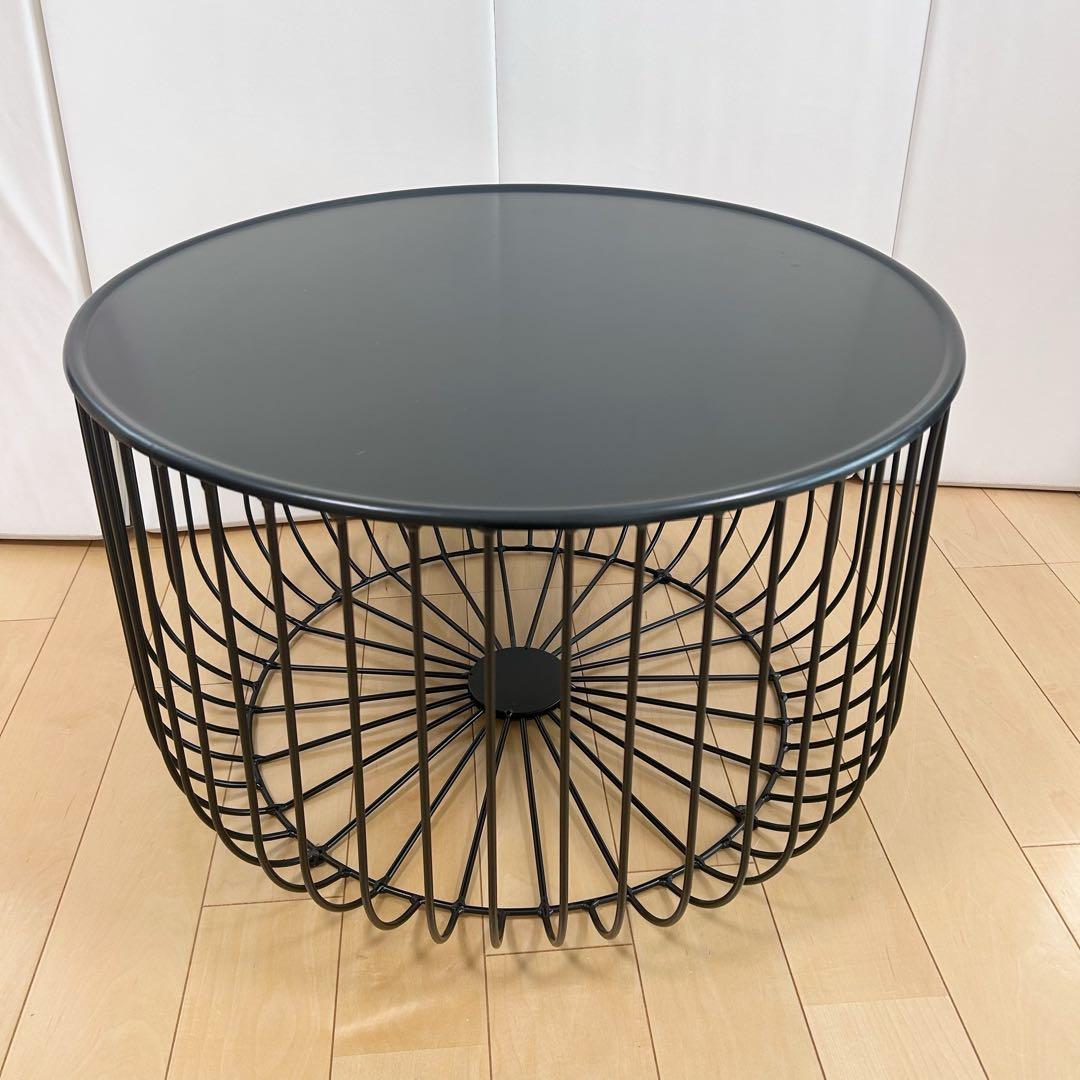 コーヒーテーブル　オールアイアン　丸型　ブラック　カウチテーブル　アンティーク
