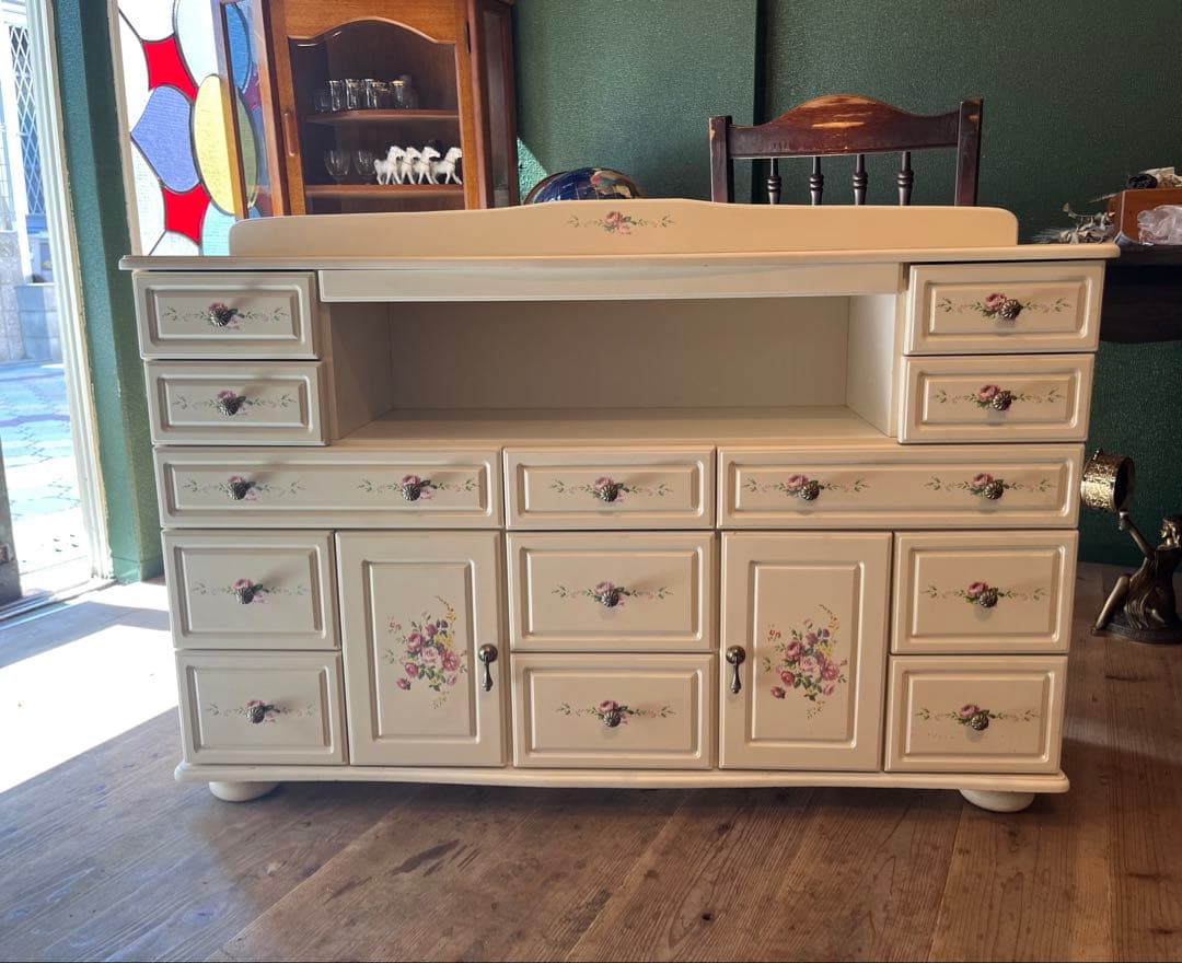 ロココ調 白家具 インテリア アンティーク 薔薇 ローズ チェスト 姫系