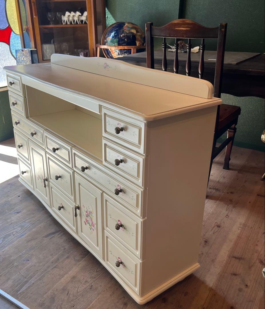 ロココ調 白家具 インテリア アンティーク 薔薇 ローズ チェスト 姫系