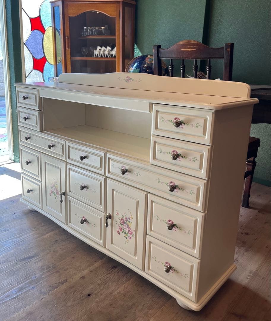 ロココ調 白家具 インテリア アンティーク 薔薇 ローズ チェスト 姫系