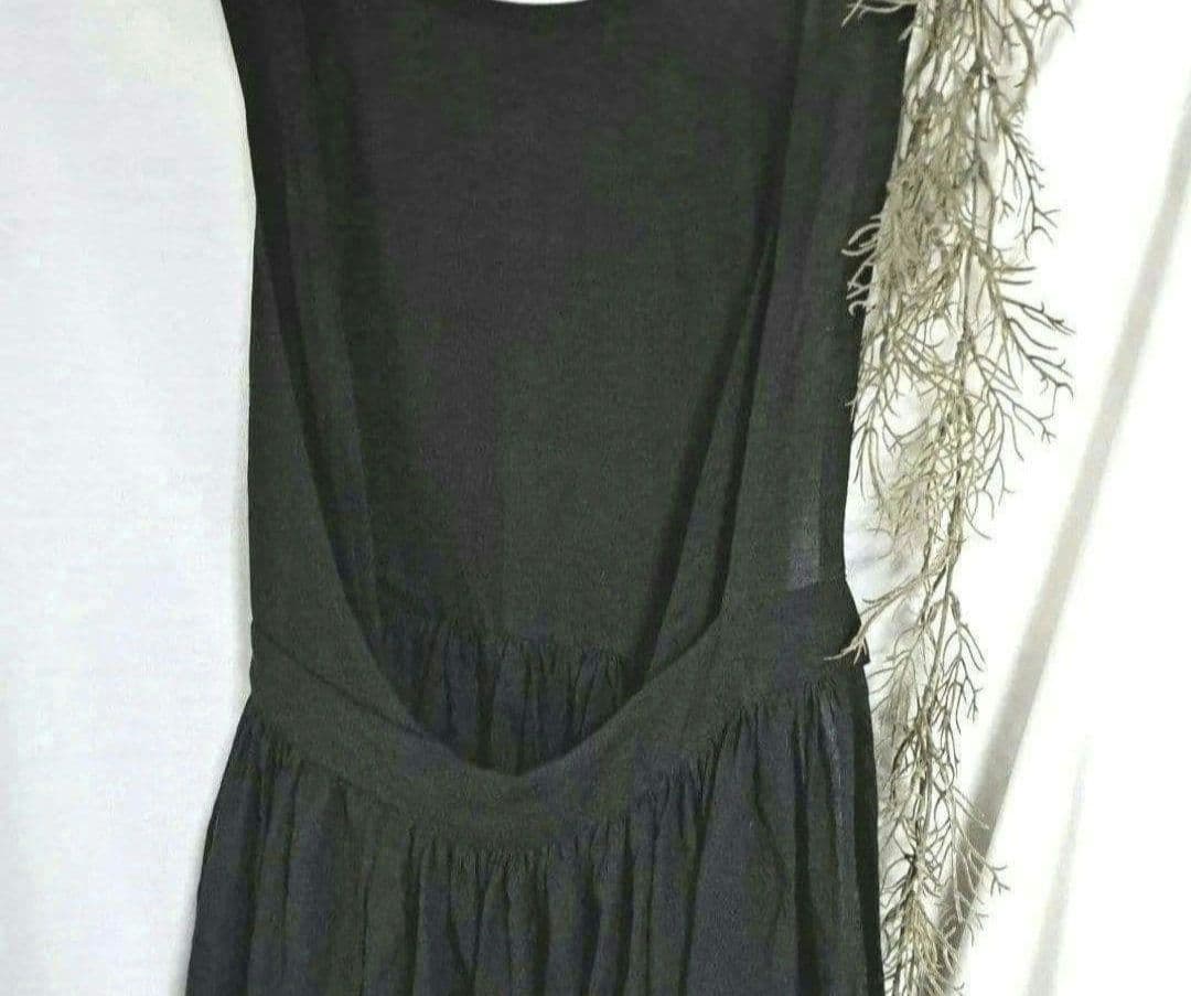 リネン100バッククロスワンピースみたいなロングエプロンドレス