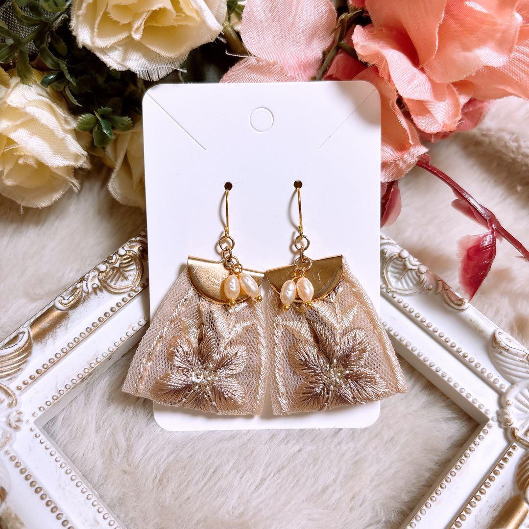 インド刺繍リボン ピアス タッセル イヤリング可能 フック NO2164