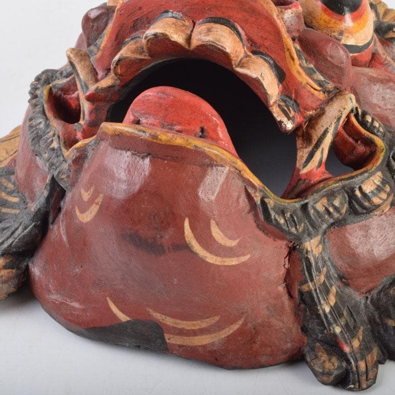 バリ島　インドネシア　木彫彩色　バロン　面　壁飾　一双　V　9089