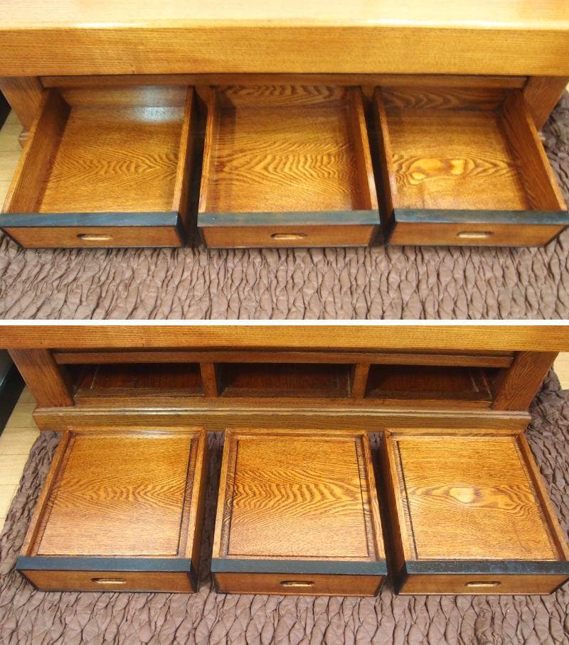 【美品】関西火鉢 囲炉裏テーブル 欅(ケヤキ) 無垢 燗銅壺 他付属品多数 家具