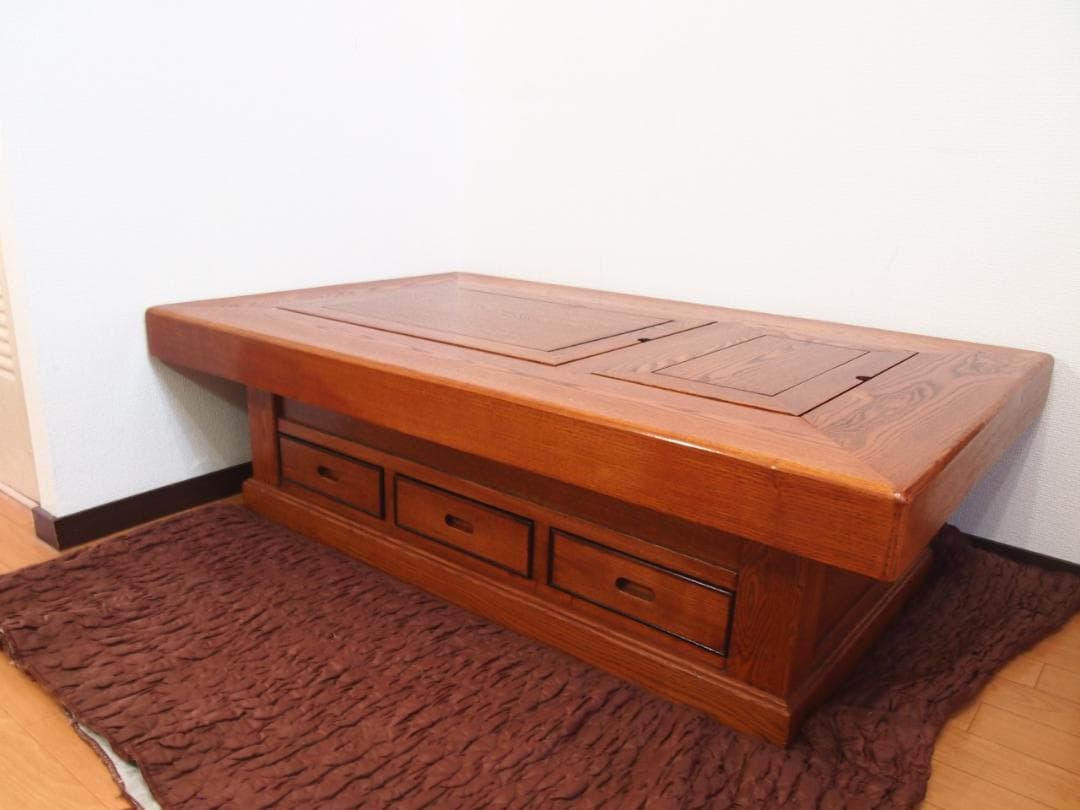 【美品】関西火鉢 囲炉裏テーブル 欅(ケヤキ) 無垢 燗銅壺 他付属品多数 家具