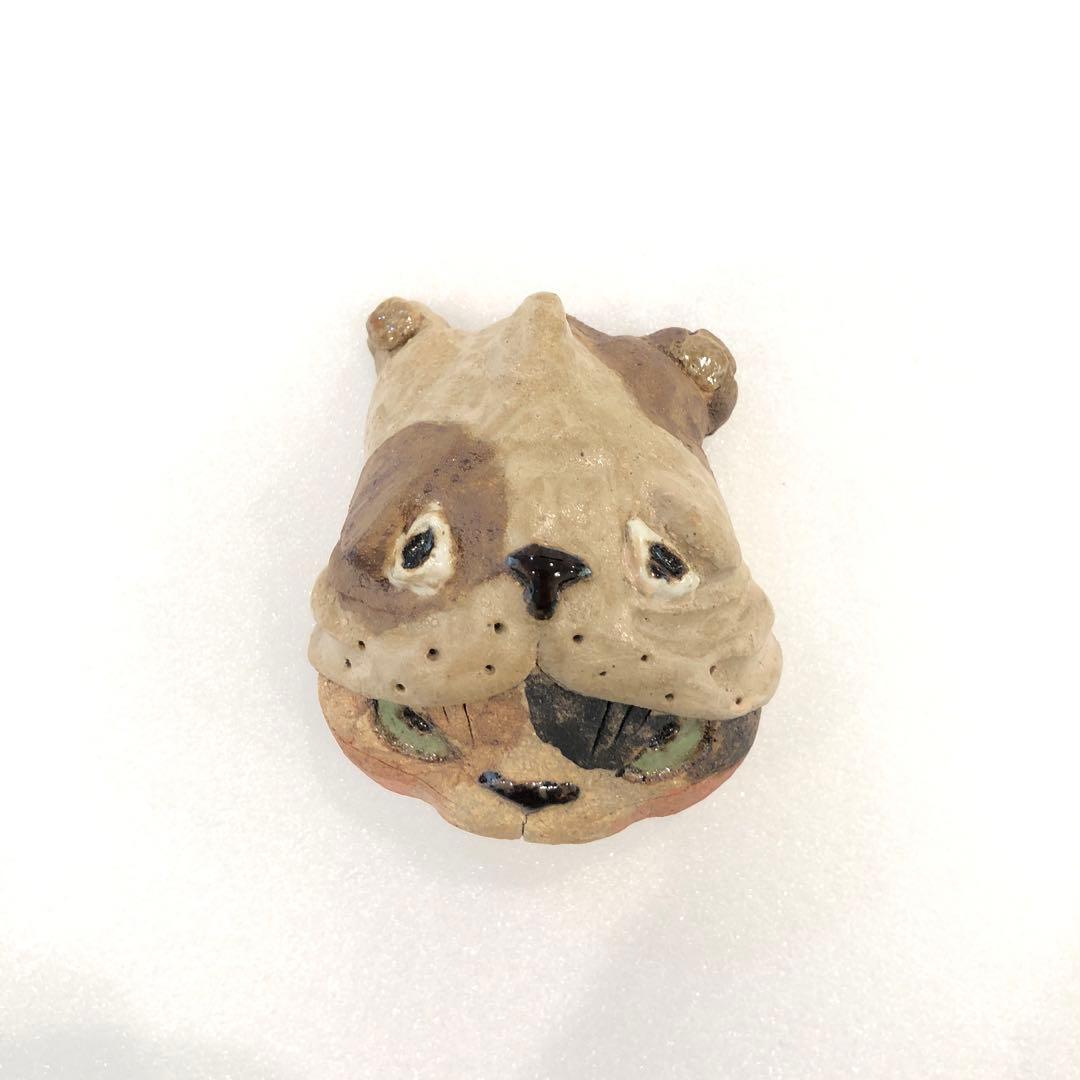 【新品】人気作家 岡村洋子 猫かぶりシリーズ ブルドッグ 置物 焼き物