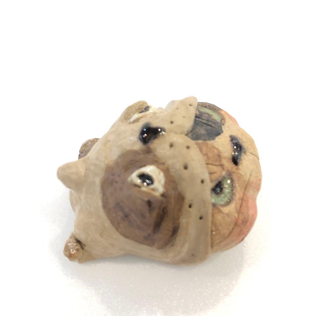 【新品】人気作家 岡村洋子 猫かぶりシリーズ ブルドッグ 置物 焼き物