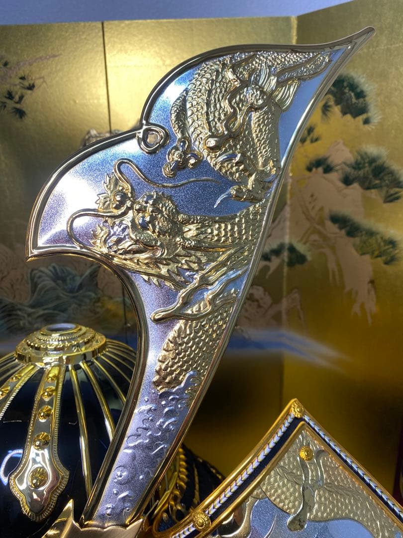 東京久月　五月人形　家紋付き着用兜飾り収納セット・着用できる兜