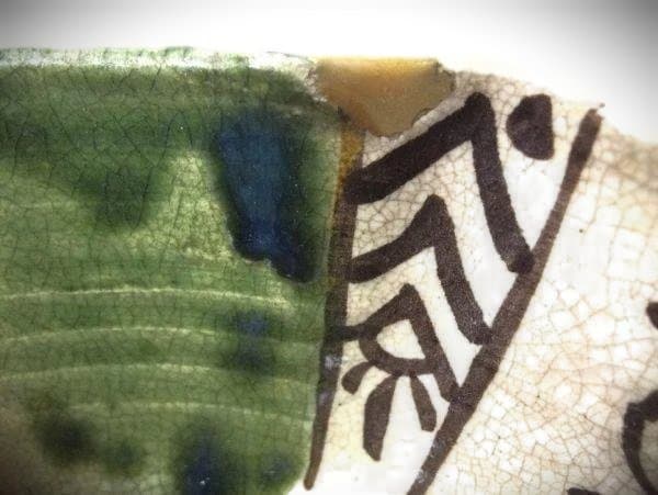 古織部 松竹梅 草花文 六角 染付 亀甲 鉢 明治初期 直し 時代物 骨董