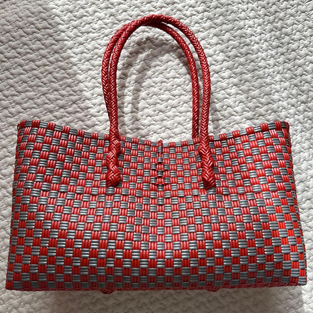 かごバッグ MEKEARISA Boston gingham Coffee Cherry