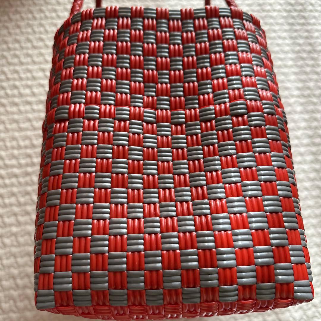 かごバッグ MEKEARISA Boston gingham Coffee Cherry