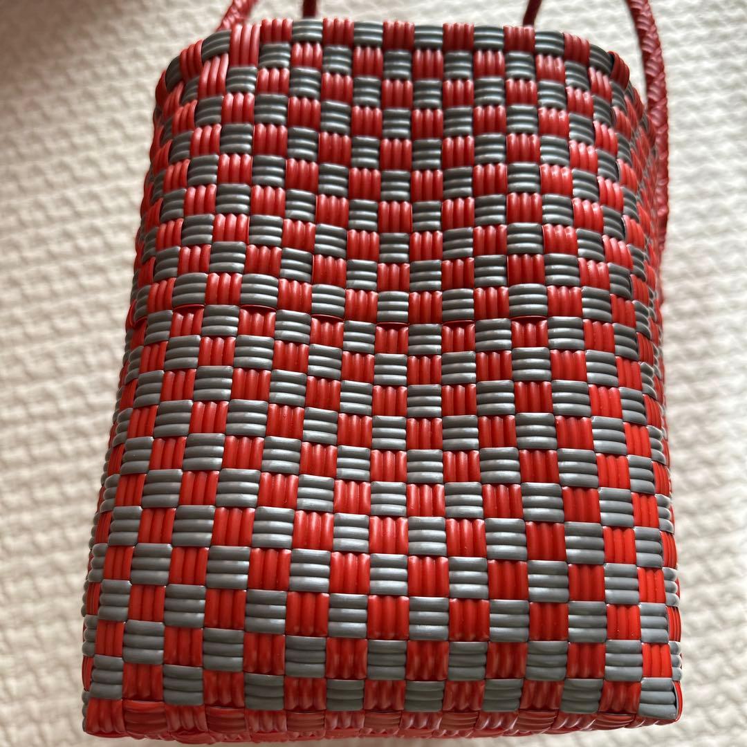 かごバッグ MEKEARISA Boston gingham Coffee Cherry