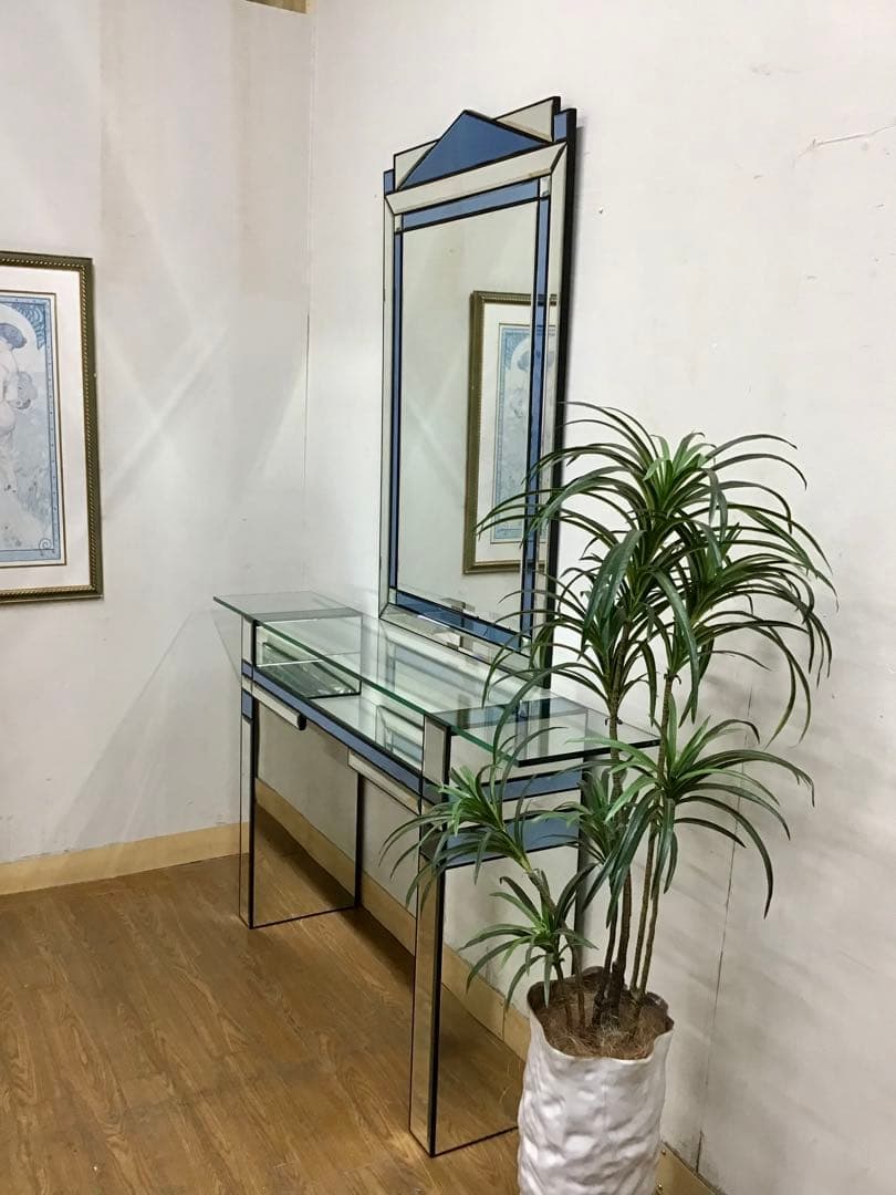 管987☆ベルギー製☆DEKNUDT☆デクヌートミラー☆ガラスコンソールテーブル