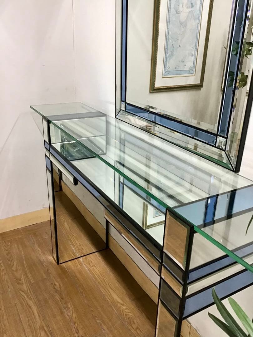 管987☆ベルギー製☆DEKNUDT☆デクヌートミラー☆ガラスコンソールテーブル