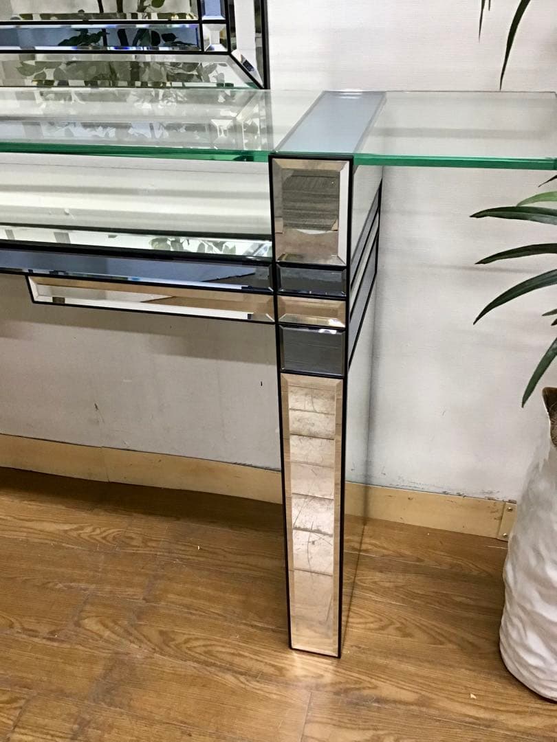 管987☆ベルギー製☆DEKNUDT☆デクヌートミラー☆ガラスコンソールテーブル