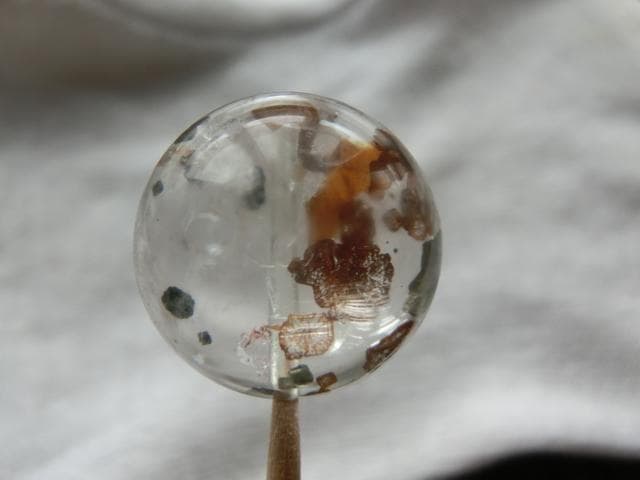 【パイライトインクォーツ】 ライモナイトインクォーツ ビーズ18.5mm