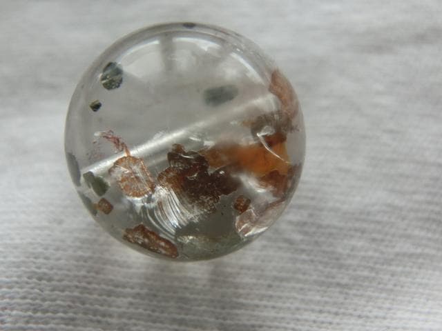 【パイライトインクォーツ】 ライモナイトインクォーツ ビーズ18.5mm