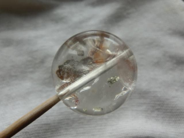 【パイライトインクォーツ】 ライモナイトインクォーツ ビーズ18.5mm