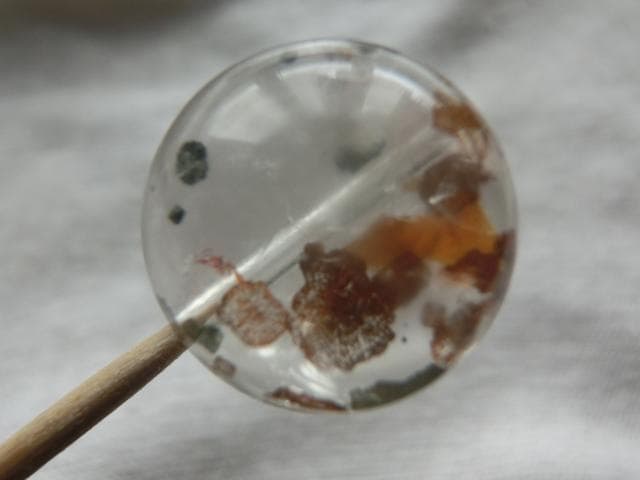 【パイライトインクォーツ】 ライモナイトインクォーツ ビーズ18.5mm