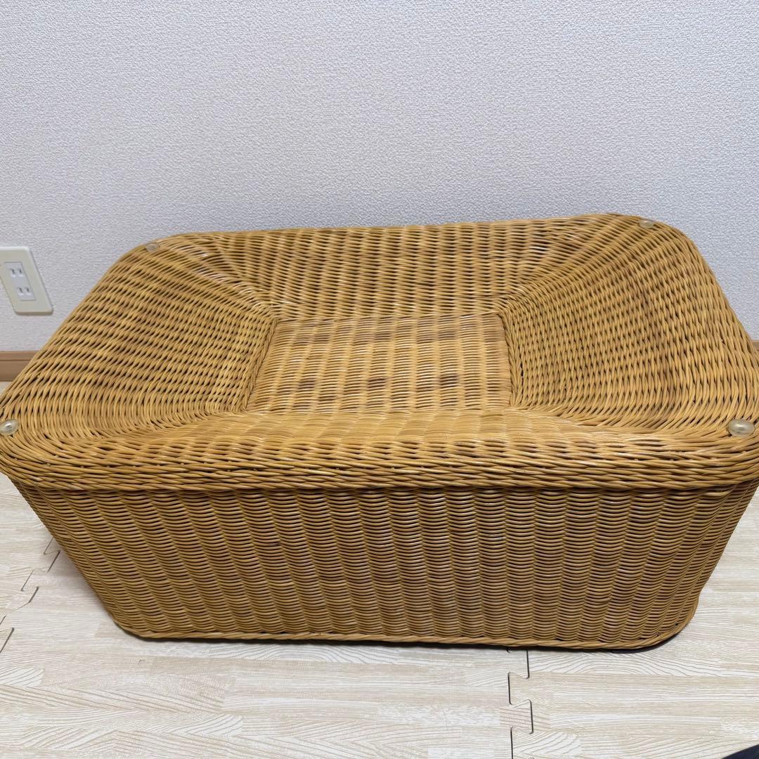 ラタン ガラステーブル 籐 ローテーブル