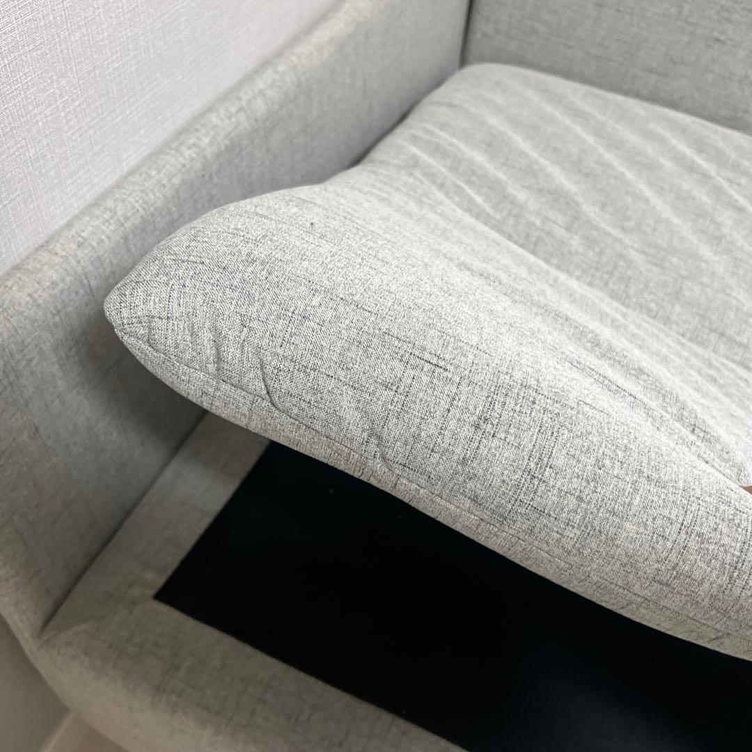 1人掛けソファ グレー 布地 クッション付き