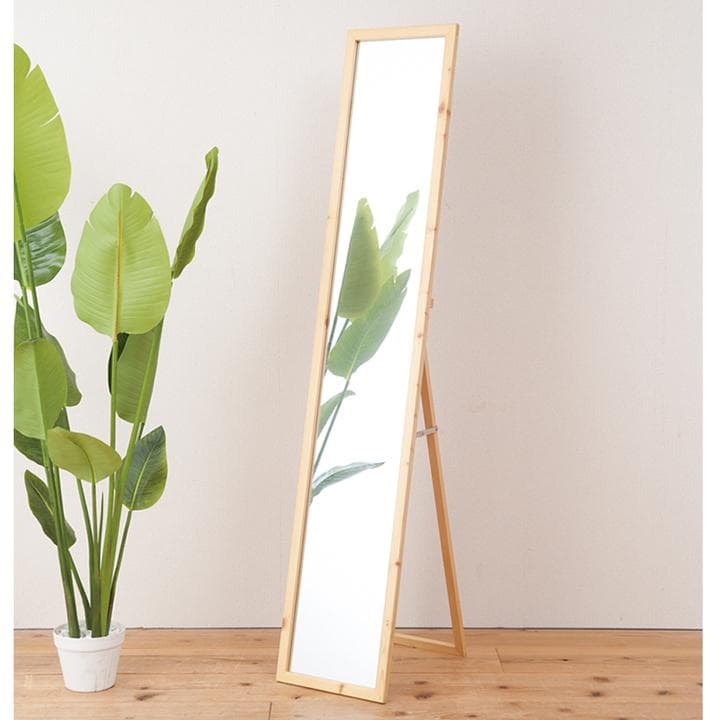 《新品・送料無料》天然木ナチュラルなリビングスタンドミラー幅29ｃｍ 鏡 姿見
