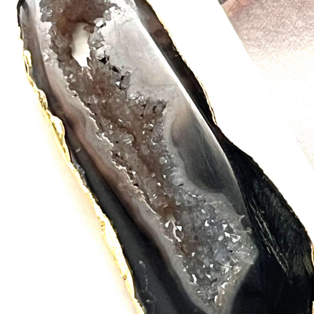 1点作品☺︎ 大粒枠ブラックアゲートネックレストップ