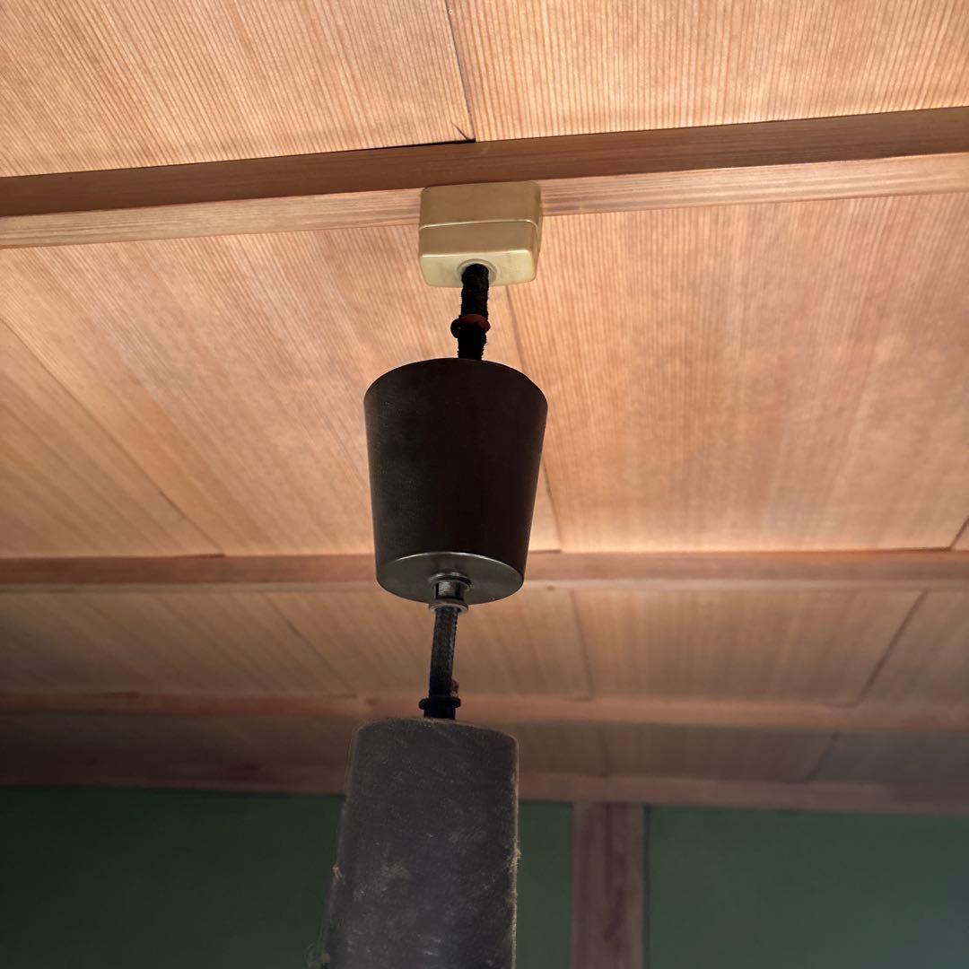 小*k様 昭和レトロ 和風ペンダントライト 3灯 竹×ガラス調 引き紐 旅館 古