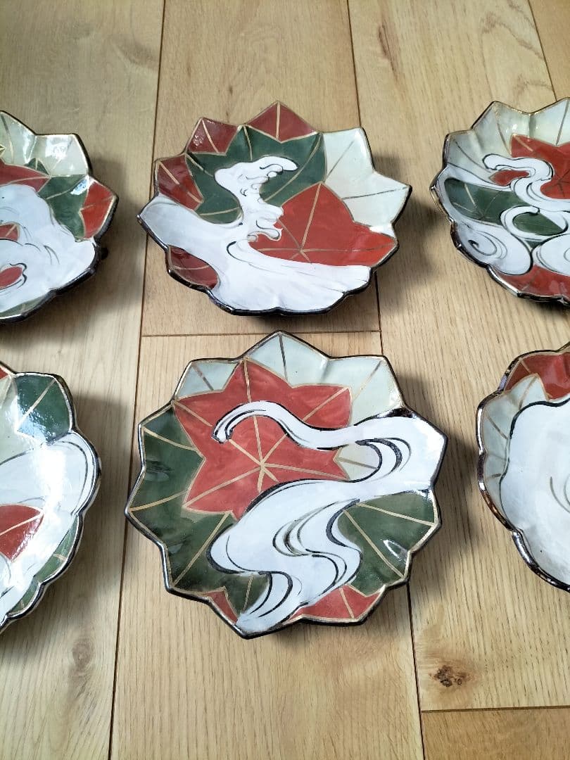 京焼 清水焼 乾山写し竜田川図向付 6枚セット 新品未使用