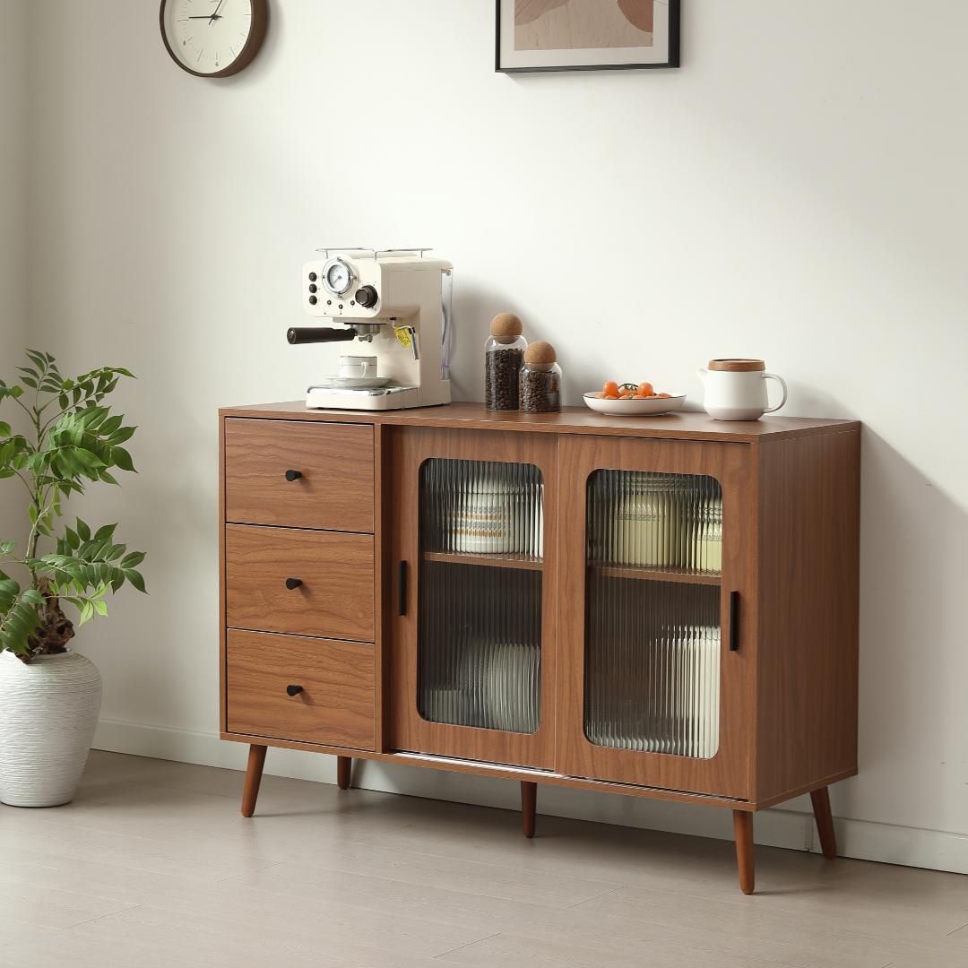 キャビネット サイドボード 食器棚 キッチンキャビネット チェスト 引き出し付き