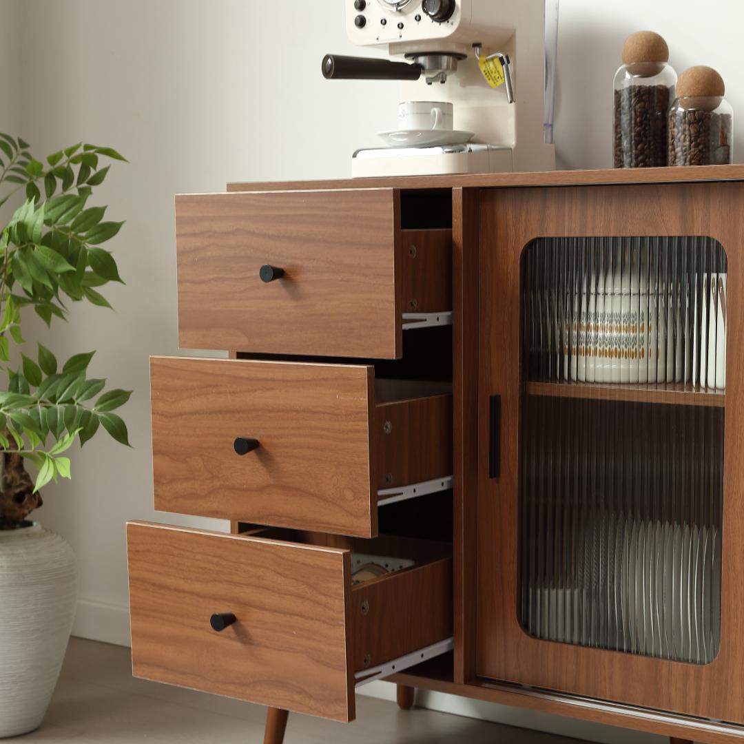 キャビネット サイドボード 食器棚 キッチンキャビネット チェスト 引き出し付き