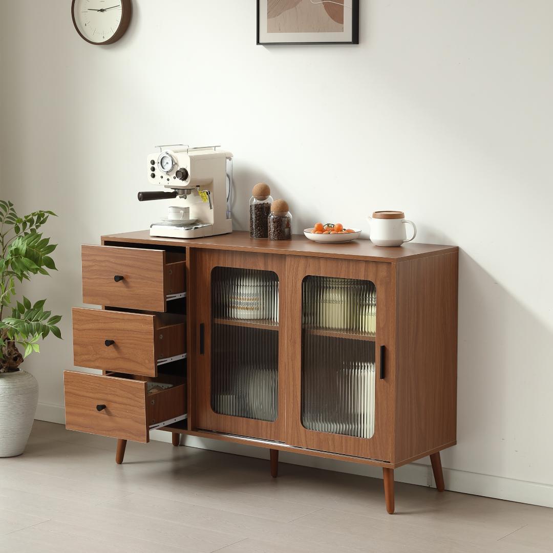 キャビネット サイドボード 食器棚 キッチンキャビネット チェスト 引き出し付き