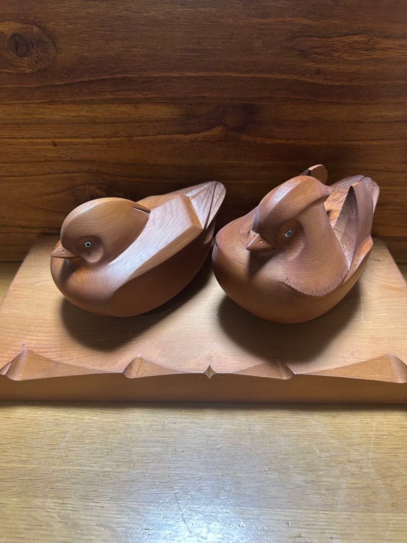 伝統工芸品 飛騨高山 木彫 おしどり夫婦