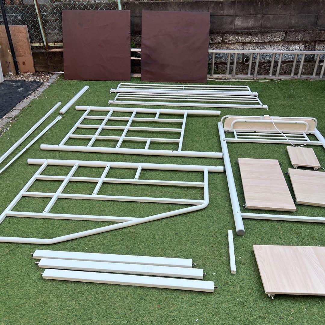 【横浜市内】モダンデコ　ロフトベッド シングル 2段ベッド 階段付き パイプ