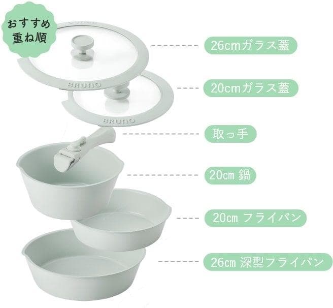※10/18までの出品【新品未使用】BRUNO フライパン 6点セット　ネイビー