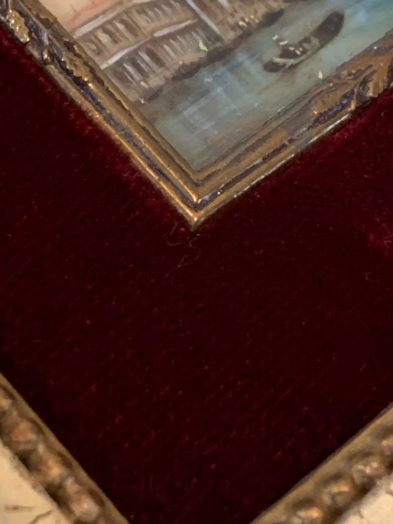 デンマーク雑貨　アンティークのベネツィアの風景が細かく描かれた趣の有る小さな額！